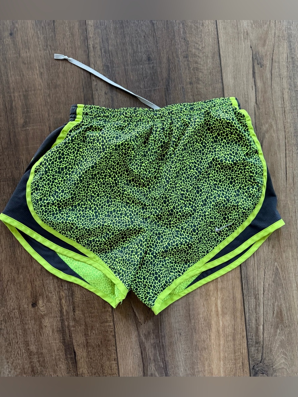 Nike Neon Green and Black Printed Athletic Shorts running XS built in panties